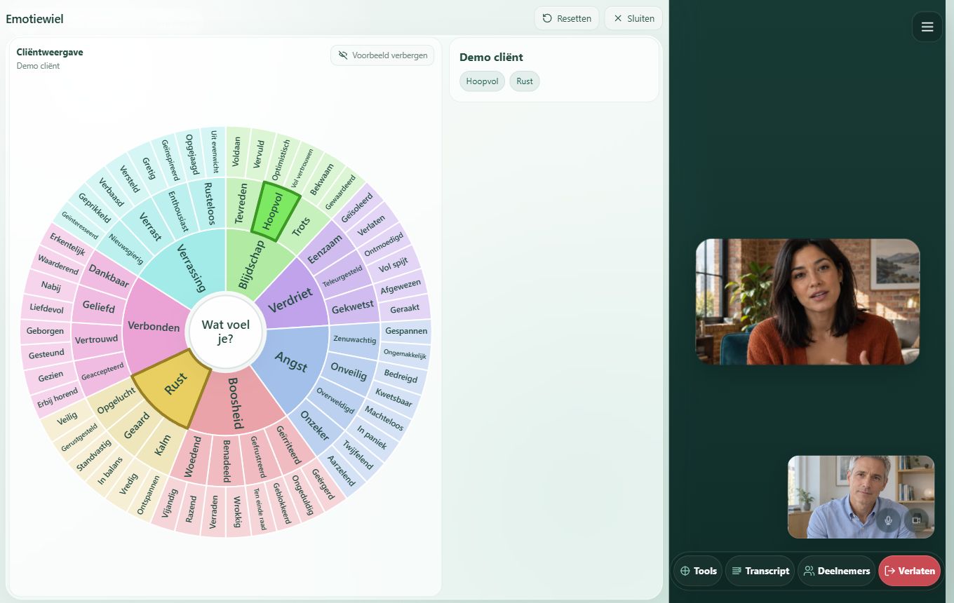 Emotion wheel with selected feelings